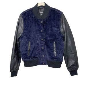 NWT Hudson | Leather Cord Varsity Bomber Jacket In Infinity/Onyx Large